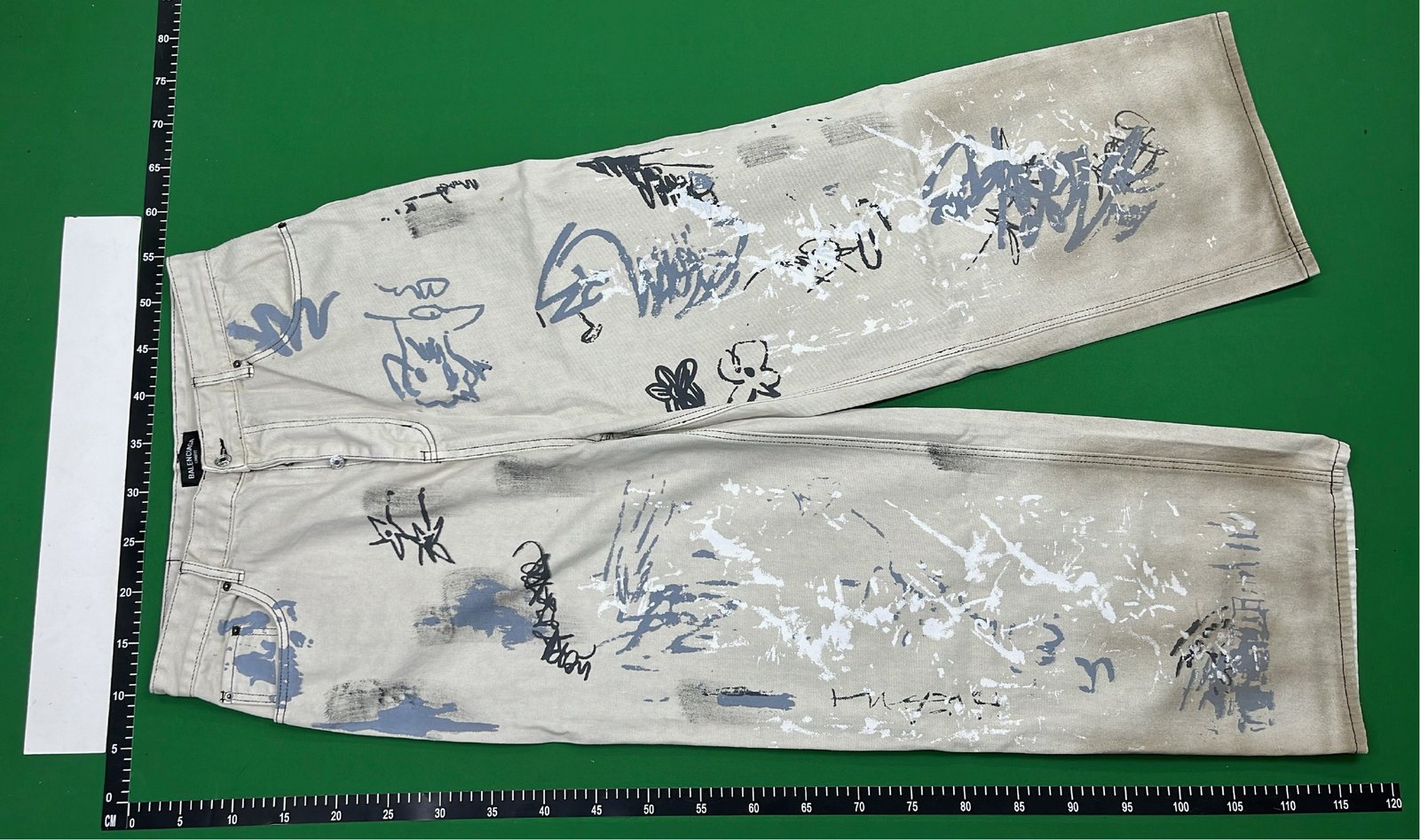 Abstract Graffiti Print Wide Leg Jeans for Men                   -3