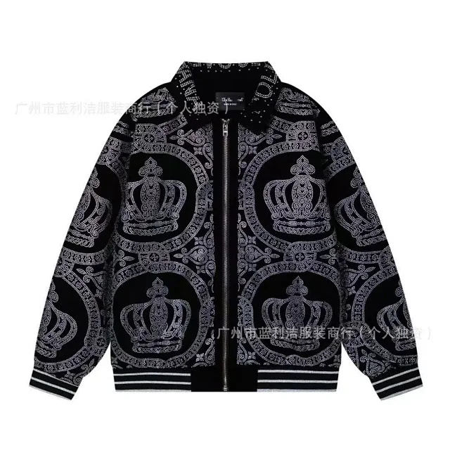 Lv DG Balenciaga Gucci rhinestone baseball jacket -5