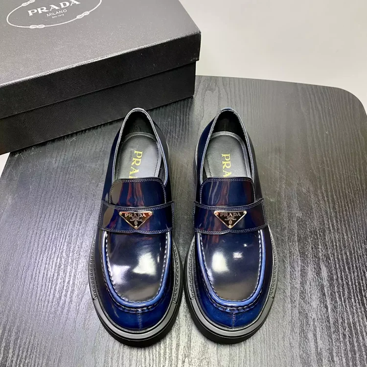 Prada Blue Leather Loafers