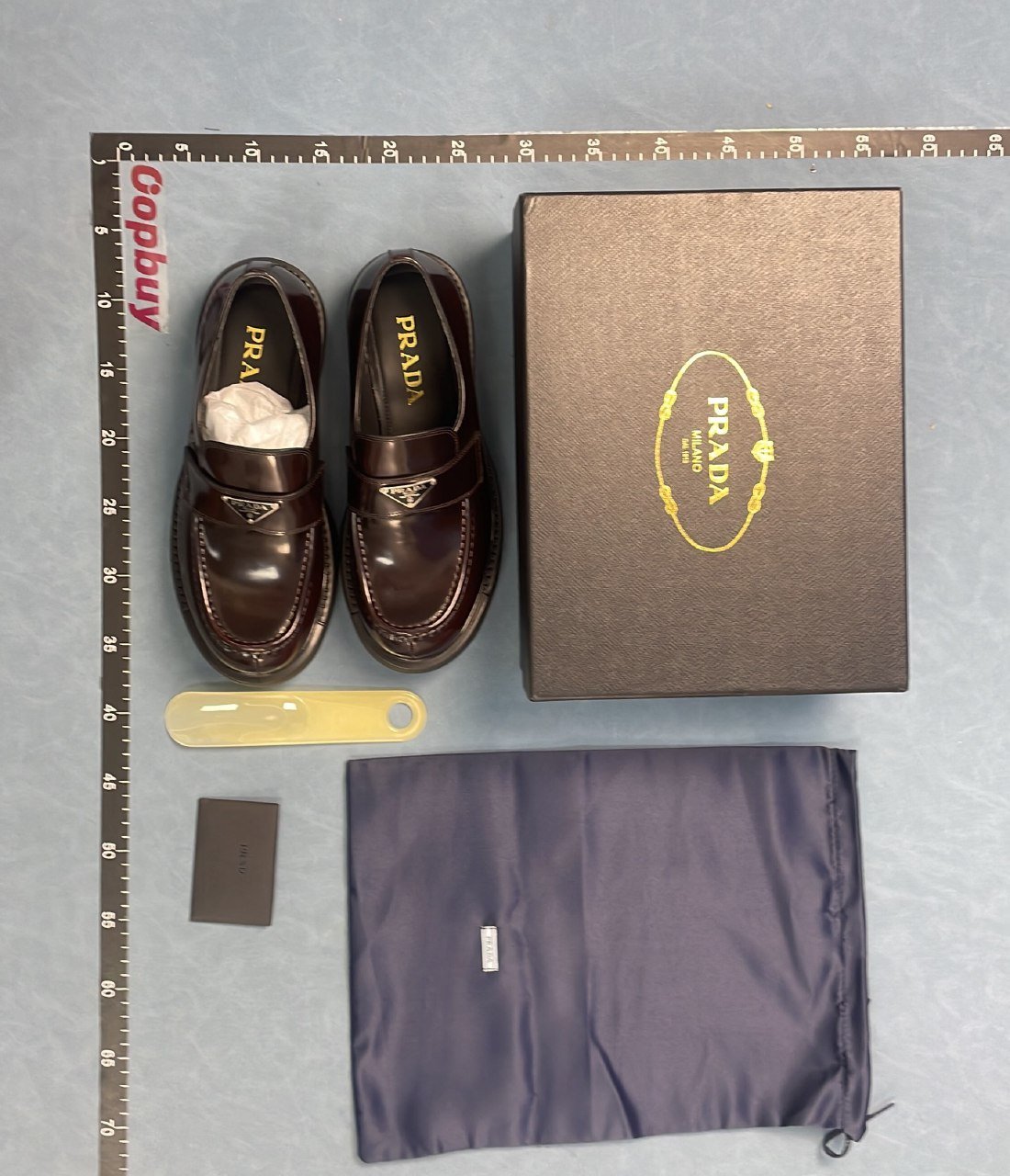 Prada Blue Leather Loafers -4