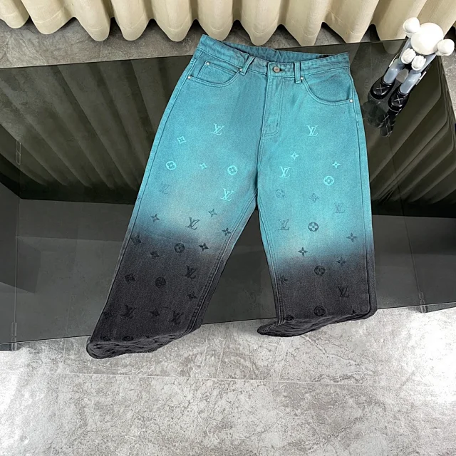 LV Jeans Shorts jorts Jacket set -2